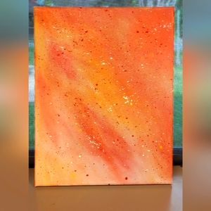 Orange Galaxy 11" x 14" abstract acrylic painting on canvas